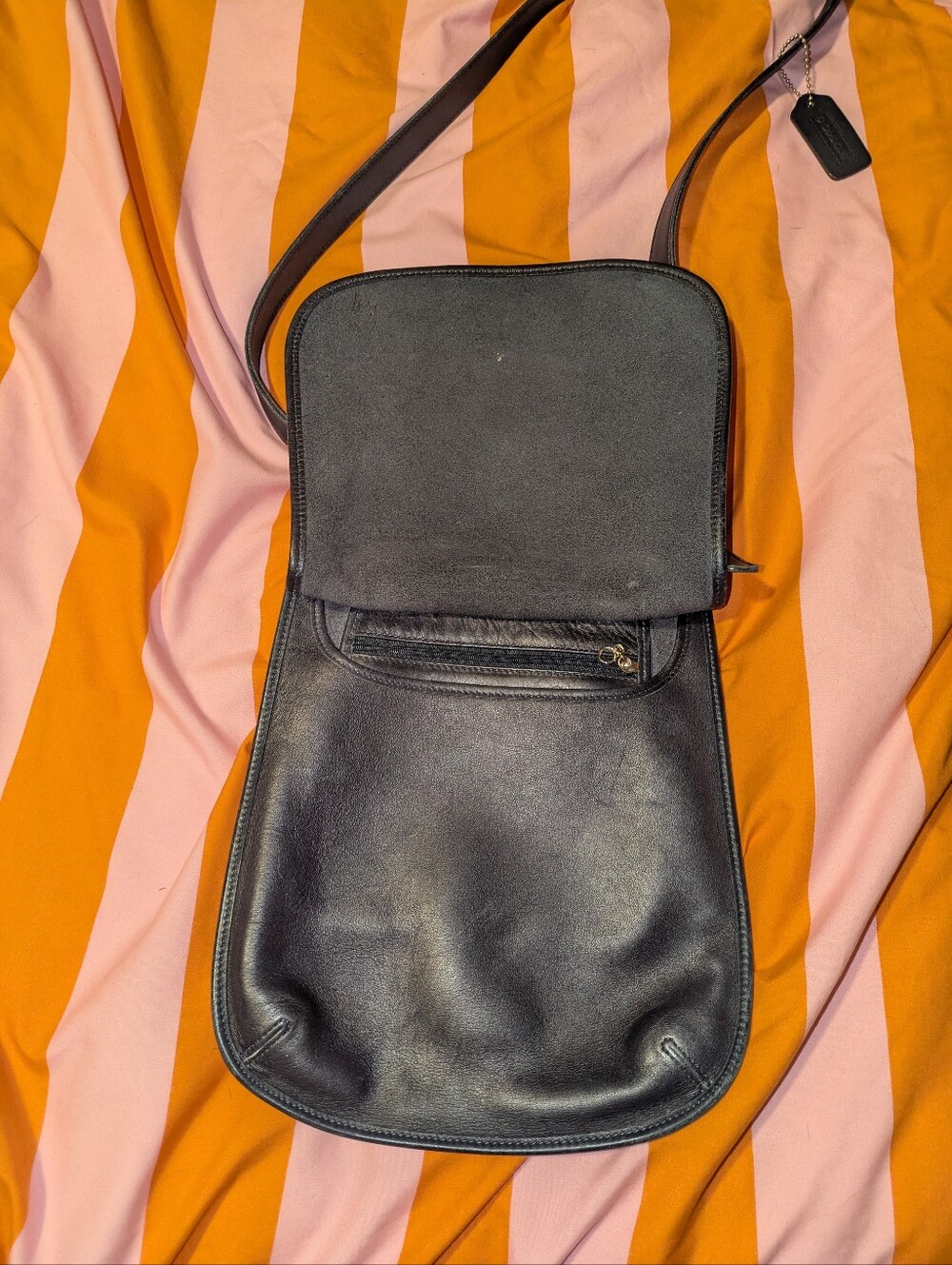 Vintage Coach Blue Leather Hippie Flap Purse - Picture 3 of 8
